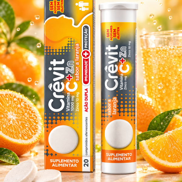 CREVIT Vitamina C Zinco 20 comprimidos efervescentes